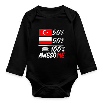 50% Polnisch 50% Türkisch - Baby Bio-Langarm-Body - Schwarz - Vorne