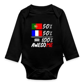 Moitié Français moitié Portugais - Baby Bio-Langarm-Body - Schwarz - Vorne