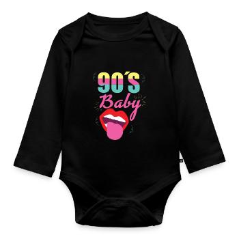 90's Baby Design - Organic Longsleeve Baby Bodysuit - black - Front