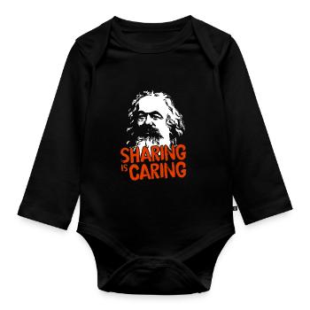 Sharing is caring Karl Marx Sozialistisch Politik - Baby Bio-Langarm-Body - Schwarz - Vorne
