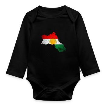 Kurdistan Kurdish flag for Kurds - Organic Longsleeve Baby Bodysuit - black - Front