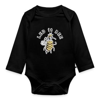 LED es BEE - Witz - Baby Bio-Langarm-Body - Schwarz - Vorne