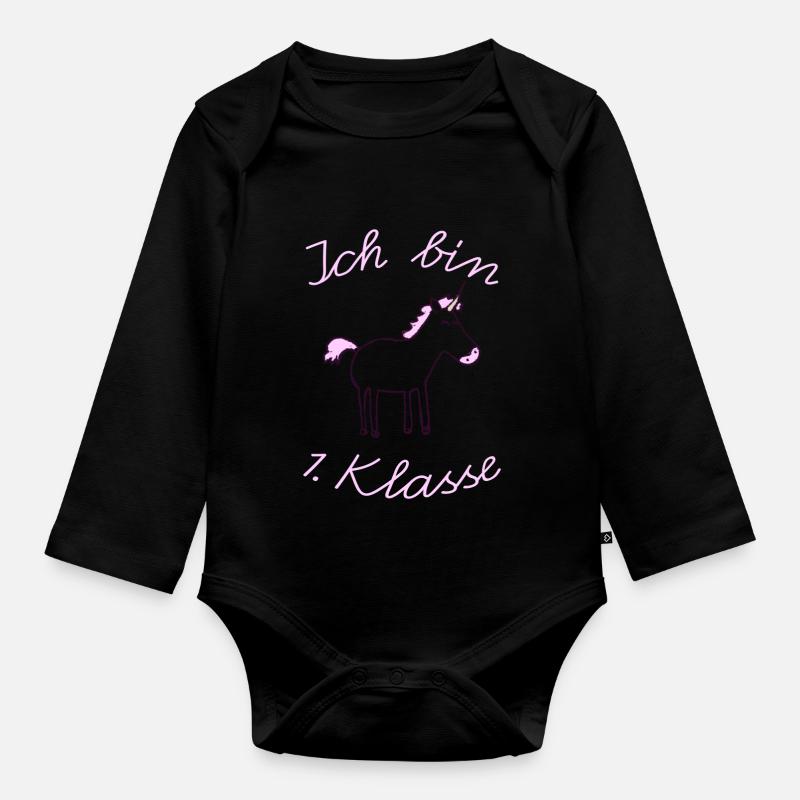 Erste Klasse Einhorn - Baby Bio-Langarm-Body - Schwarz
