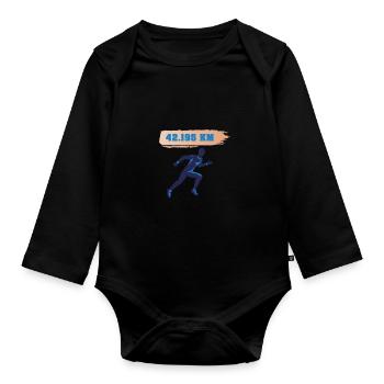Marathon Läufer Running Finisher 42.195 KM ORANGE - Body Bébé bio manches longues - noir - Devant