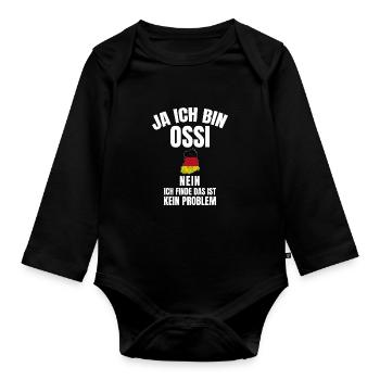 Original Ossi: Kult aus dem Osten – Ossi-Design - Baby Bio-Langarm-Body - Schwarz - Vorne