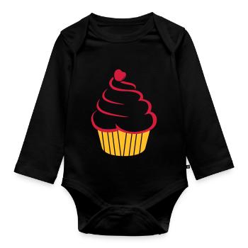 cupcake - Baby Bio-Langarm-Body - Schwarz - Vorne