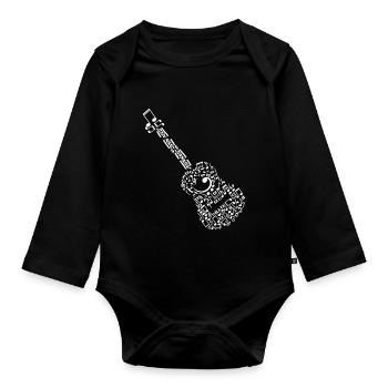 Guitar harpsichord consisting of musical notes gift - Organic Longsleeve Baby Bodysuit - black - Front