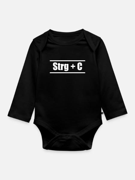 Strg C Strg V Elktern Kind Partnerloook - Baby Bio-Langarm-Body - Schwarz
