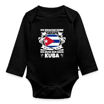 Kuba Flagge Karibik Urlaub Cuba Reise Havanna - Baby Bio-Langarm-Body - Schwarz - Vorne