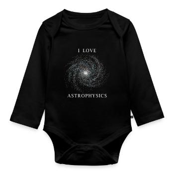 J'adore l'amateur de l'espace astrophysique - Body Bébé bio manches longues - noir - Devant
