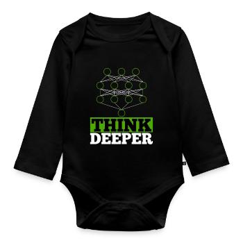 Künstliche Intelligenz think deeper Geschenk - Baby Bio-Langarm-Body - Schwarz - Vorne