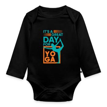 C'est une belle journée pour le yoga / la conception de yoga / plus de yoga - Body Bébé bio manches longues - noir - Devant