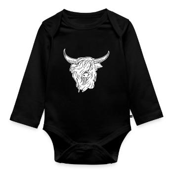 écossais highlander 02 blanc - Body Bébé bio manches longues - noir - Devant