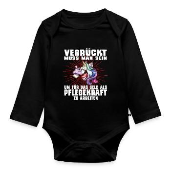 Pfleger Pflegekraft Pflege Altenpflege Pfleger - Baby Bio-Langarm-Body - Schwarz - Vorne