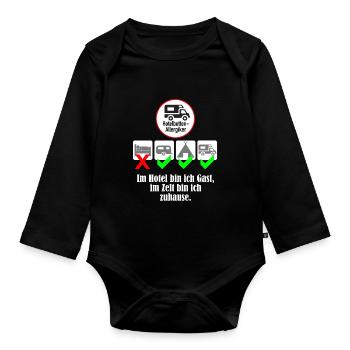 Im Hotel bin ich Gast, im Zelt bin ich zuhause. - Baby Bio-Langarm-Body - Schwarz - Vorne