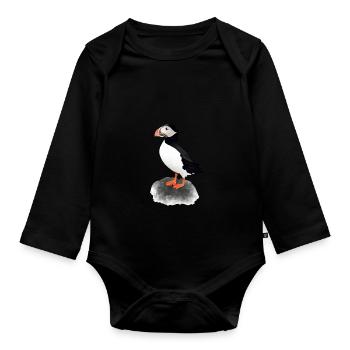 Atlantic puffin - Organic Longsleeve Baby Bodysuit - black - Front