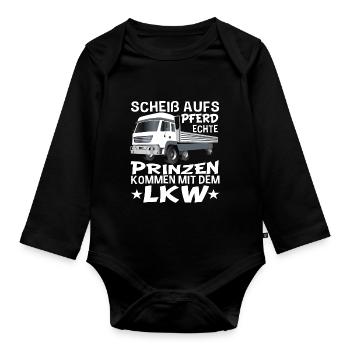 LKW Fahrer Lastwagen Trucker Berufskraftfahrer - Baby Bio-Langarm-Body - Schwarz - Vorne
