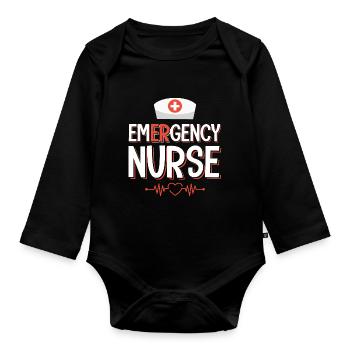 Infirmière infirmière - Body Bébé bio manches longues - noir - Devant