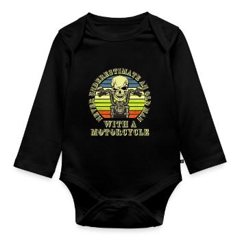 Old Man With A Motorcycle - Organic Longsleeve Baby Bodysuit - black - Front