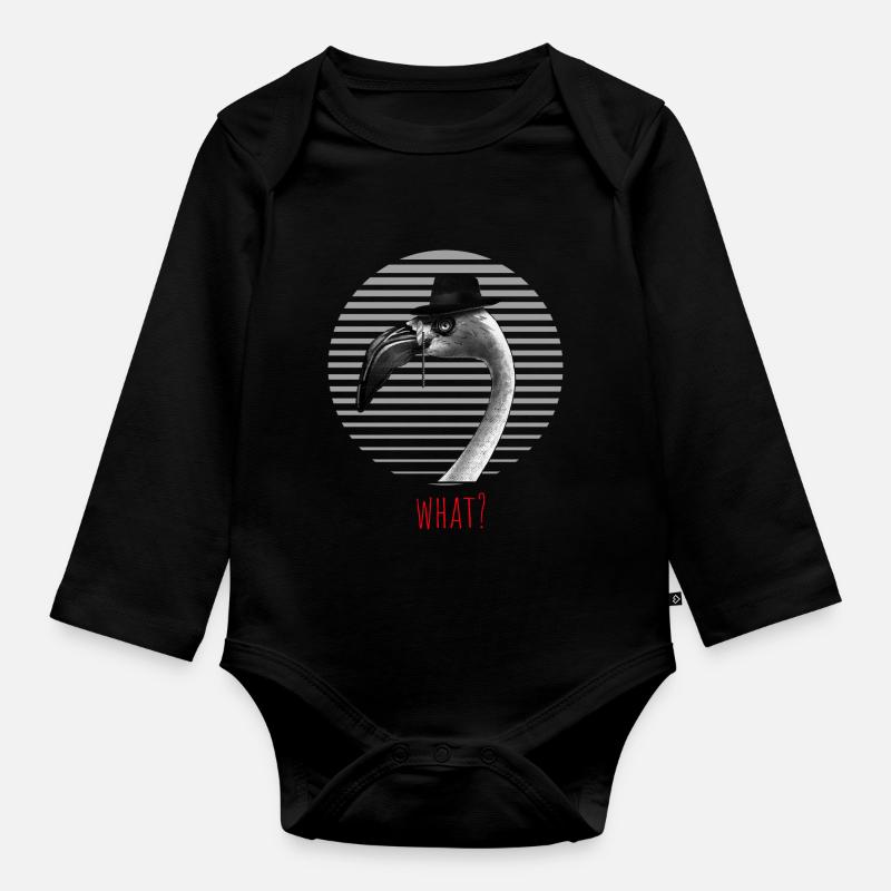 Flamingo WHAT? - Baby Bio-Langarm-Body - Schwarz