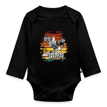 Motocross Design Enduro / Gift Idea / MX Retro - Organic Longsleeve Baby Bodysuit - black - Front
