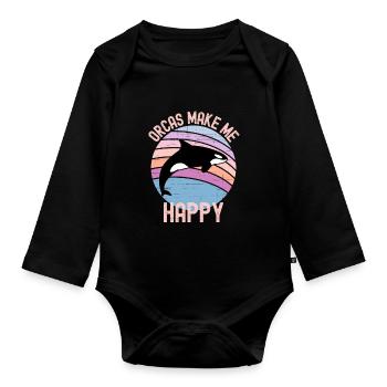 Orcas Machen Sie mich glücklich - Baby Bio-Langarm-Body - Schwarz - Vorne