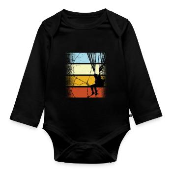 Paragliding Gleitschirmflieger Pilot Vintage Gesch - Baby Bio-Langarm-Body - Schwarz - Vorne