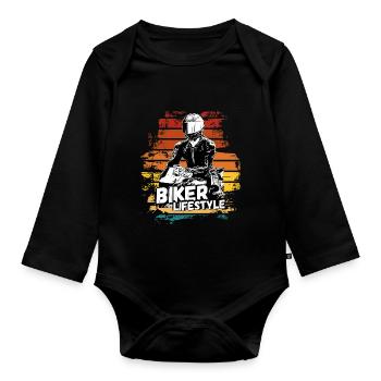 Motorcycle Lifestyle / Motorcycle / Motorcyclebiker - Organic Longsleeve Baby Bodysuit - black - Front