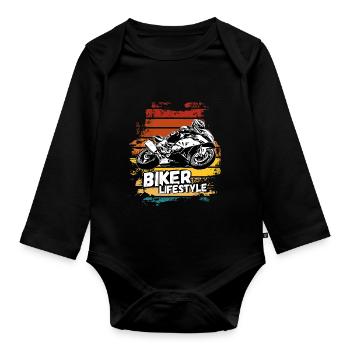 Motorcycle Lifestyle / Moto / moto biker - Body Bébé bio manches longues - noir - Devant