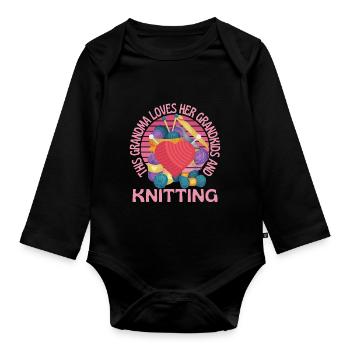 Being A Knitting Grandma Sewing Granny - Organic Longsleeve Baby Bodysuit - black - Front