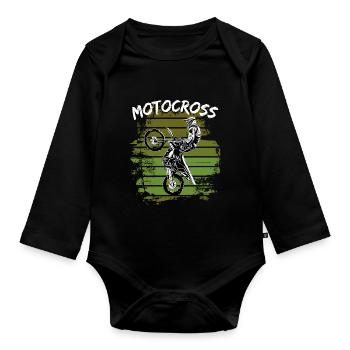 Motocross Design Enduro / Idée cadeau / MX Retro - Body Bébé bio manches longues - noir - Devant