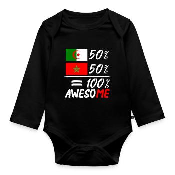50 % Maroc 50 % Algérie - Body Bébé bio manches longues - noir - Devant