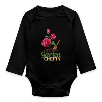 Garten Chefin Mutter Muttertag Hobbygärtnerin - Baby Bio-Langarm-Body - Schwarz - Vorne