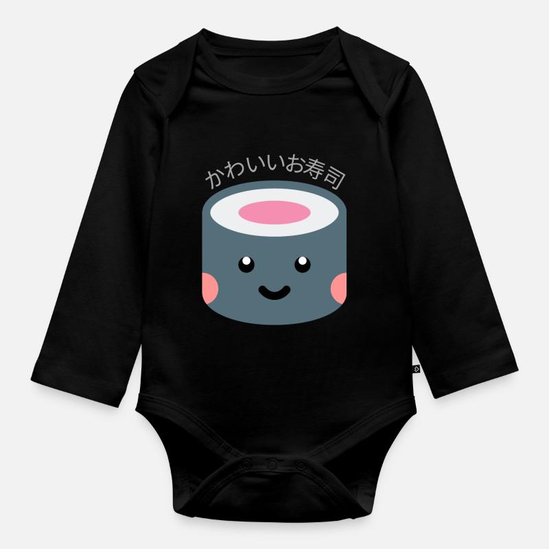 sushi kawaii - Body Bébé bio manches longues - noir
