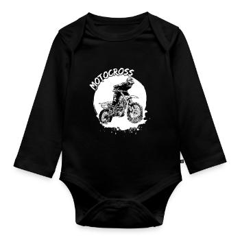 Motocross Design Enduro / Gift Idea / MX Retro - Organic Longsleeve Baby Bodysuit - black - Front