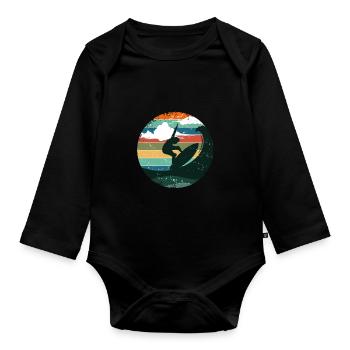 Surf Surfer Beach Vintage Waves Rétro - Body Bébé bio manches longues - noir - Devant