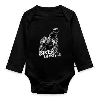 Motorcycle Lifestyle / Motorcycle / Motorcyclebiker - Organic Longsleeve Baby Bodysuit - black - Front