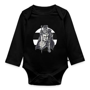 Ordre Allemand Chevalier Noir Croix Blanche Templier - Body Bébé bio manches longues - noir - Devant
