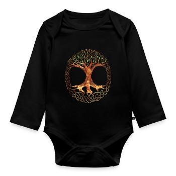 Yggdrasil World Tree World Ash Nordic - Organic Longsleeve Baby Bodysuit - black - Front