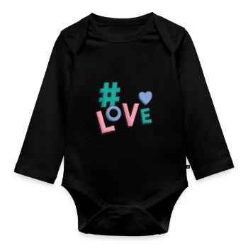 Love Heart Spread The Love Hashtag - Body Bébé bio manches longues - noir - Devant