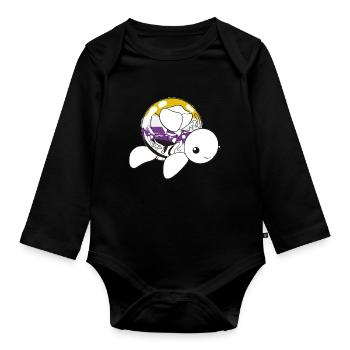 Non binary turtle - Organic Longsleeve Baby Bodysuit - black - Front