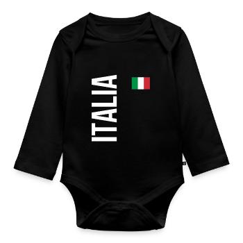 Italy / Italy / Italy football / Italy Holidays - Organic Longsleeve Baby Bodysuit - black - Front