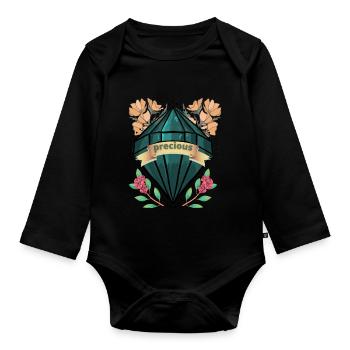 Precious Floral Gemstone - Organic Longsleeve Baby Bodysuit - black - Front