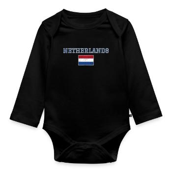 Netherlands - Organic Longsleeve Baby Bodysuit - black - Front