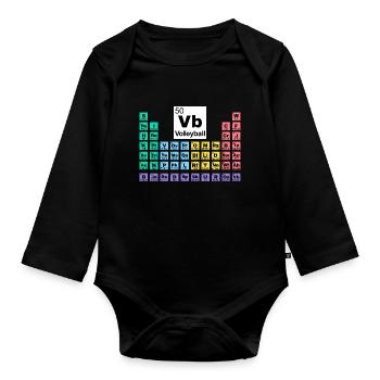 Tableau périodique de volley-ball - Body Bébé bio manches longues - noir - Devant