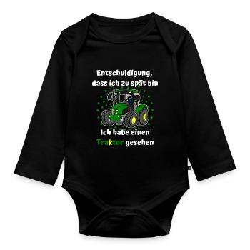 Entschuldigung Traktor - Baby Bio-Langarm-Body - Schwarz - Vorne