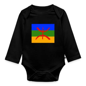 Drapeau Amazigh Berbère Imazighen - Body Bébé bio manches longues - noir - Devant