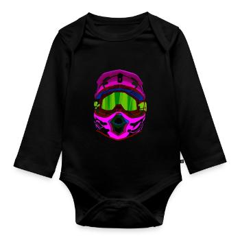 Motocross / Enduro / Freestyle mx / Dirtbike rétro - Body Bébé bio manches longues - noir - Devant