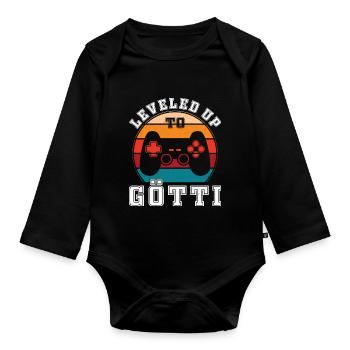 Leveled Up To Götti - Baby Bio-Langarm-Body - Schwarz - Vorne