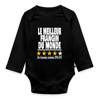 le meilleur frangin du monde - Body Bébé bio manches longues - noir - Devant